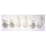 1074	LENOX CHINA GROUP OF ASSORTED 6 VINTAGE PITCHERS , 3 GREEN MARKED, TALLEST APPROXIMATELY 9 1/2 