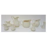 1075	LENOX CHINA GROUP OF ASSORTED 8 VINTAGE PITCHERS , MOST WITH 24K GOLD RIM,  3 GREEN MARKED, TAL