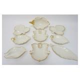 1077	LENOX CHINA GROUP OF 9 ASSORTED TRAYS, 24K GOLD RIMMED TRIM, LARGEST APPROXIMATELY 10 IN X 7 IN