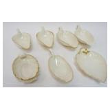 1080	LENOX CHINA  GROUP OF 7 ASSORTED GRAVIES AND TRAYS, 2 WITH GREEN MARK, ALL BUT ONE DECORATED WI