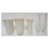 1082	LENOX CHINA GROUP OF 5 ASSORTED VASES AND BUD VASES, INCLUDING 1 SET, TALLEST APPROXIMATELY 11 