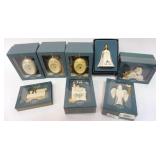 1087	LENOX CHINA CHRISTMAS ORNAMENT ASSORTMENT, 8 INCLUDING ANNUALS, SLEDDING BEAR, ANGEL, AND OTHER