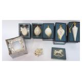 1092	LENOX CHINA CHRISTMAS ORNAMENT ASSORTMENT, 8 INCLUDING ANNUALS, BABY 1ST CHRISTMAS, ROCKING HOR