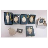 1095	LENOX CHINA CHRISTMAS ORNAMENT ASSORTMENT, 8 INCLUDING ANNUALS, BABYS FIRST CHRISTMAS, STAR, AN