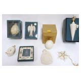 1096	LENOX CHINA CHRISTMAS ORNAMENT ASSORTMENT, 8 INCLUDING ANNUALS, 1ST CHRISTMAS, STAR, ANGEL, AND