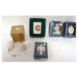 1100	LENOX CHINA CHRISTMAS ORNAMENT ASSORTMENT, 6 INCLUDING ANNUALS, CANDLE LAMP, BELL, ANGEL AND OT