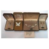 1132	LENOX CHINA JEWELRY INCLUDING 3 NECKLACES AND EARRINGS,  14K GOLD FILLED