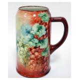 1013	AMERICAN BELLEEK HAND PAINTED MUG/TANKARD, CERAMIC ART COMPANY, APPROXIMATELY 7 1/4 IN H