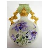 1028	KNOWLES TAYLOR, KNOWLES LOTUSWARE HAND PAINTED VASE