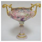 1046	LENOX BELLEEK HAND PAINTED DOUBLE HANDLED COMPOTE URN, APPROXIMATELY 10 IN H