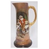 1050	HAND PAINTED PITCHER DEPICTING COURTING SCENE