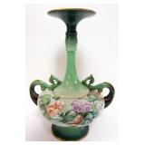1051	AMERICAN BELLEEK CERAMIC ART COMPANY LARGE DOUBLE HANDLED HAND PAINTED VASE, APPROXIMATELY 17 I