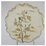 1069	OTT & BREWER AMERICAN BELLEEK SCALLOPED EDGE HAND PAINTED PLATE, APPROXIMATELY 9 IN