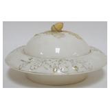 1071	OTT & BREWER AMERICAN BELLEEK ACORN COVERED DISH, APPROXIMATELY 8 IN X 5 IN