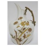 1076	WILLETS BELLEEK EWER WITH TWIG HANDLE, APPROXIMATELY 9 1/4 IN