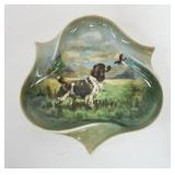 1100	AMERICAN BELLEEK TRENTON NJ DISH W/IMAGE OF BIRD & DOG, APPROXIMATELY 6 1/2 IN X 7 IN X 1 1/4 IN HIGH