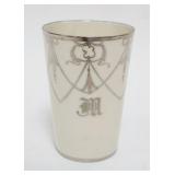 1102	WILLETS BELLEEK SILVER OVERLAY CUP, APPROXIMATELY 4 3/4 IN HIGH