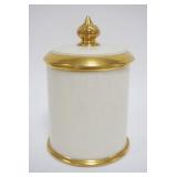 1110	LENOX BELLEEK  GILT TRIM & FINIAL COVERED JAR, APPROXIMATELY 7 1/2 IN HIGH