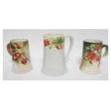 1114	3 AMERICAN BELLEEK HAND PAINTED MUGS, TALLEST APPROXIMATELY 6 IN