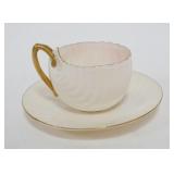 1118	AMERICAN BELLEEK CAC CERAMIC ART CO RIBBED CUP & SAUCER, APPROXIMATELY 3 IN HIGH
