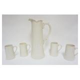 1119	WILLETS BELLEEK LARGE PITCHER W/4 MUGS, PITCHER APPROXIMATELY 16 IN HIGH, MUGS APPROXIMATELY 5 