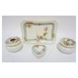 1120	LENOX BELLEEK 4 PIECE DRESSER SET INCLUDING APPROXIMATELY 8 IN X 12 IN TRAY & 3 COVERED JARS MA