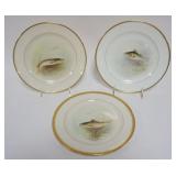 1135	LENOX FISH PLATES, 3 ASSORTED, ONE SIGNED MORLEY, EACH APPROXIMATELY 9 1/2 IN
