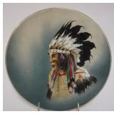 1141	ANTIQUE HAND PAINTED PORCELAIN PLATE W/IMAGE OF AMERICAN INDIAN, APPROXIMATELY 9 1/4 IN