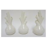 1144	3 LENOX GREEN MARK IVORY AORTA 4 HOLE BUD VASES, EACH APPROXIMATELY 9 IN HIGH