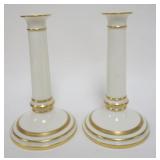 1148	LENOX GREEN MARK CANDLESTICKS W/GILT RIM ACCENTS MADE EXCLUSIVELY FOR MUELLER & NEW NEWARK NJ, 