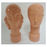 1186	LENOX GREEN MARK PINK STATUES, WOMAN AND MAN, EACH APPROXIMATELY 9 1/2 IN H, WOMANS HEAD HAS CR