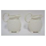 1206	2 LENOX GREEN MARK DIMPLED PITCHERS W/WOMANS FACE ON LIP, EACH APPROXIMATELY 8 IN HIGH