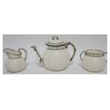 1224	LENOX 3 PEICE SILVER OVERLAY TEASET, TEAPOT APPROXIMATELY 6 1/2 IN HIGH