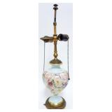 1229	HAND PAINTED FLORAL TABLE LAMP, APPROXIMATELY 22 IN OVERALL