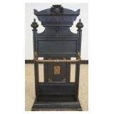 1254	VICTORIAN UMBRELLA STAND WITH CARVED CREST, METAL MOUNTS IN EBONIZED FINISH, APPROXIMATELY 24 I