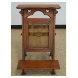 1258	OAK VICTORIAN CANE BACK PRAYER BENCH SEAT, APPROXIMATELY 22 IN X 20 IN X 34 IN H