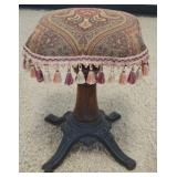 1259	VICTORIAN PIANO ORGAN STOOL WITH WROUGHT IRON BASE, APPROXIMATELY 16 IN SQ 20 IN H