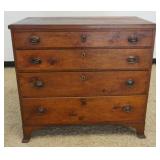 1272	ANTIQUE WALNUT 4 DRAWER CHEST, APPROXIMATELY 39 IN X 20 IN X 37 IN H
