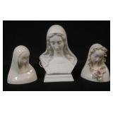1006	CYBIS-ROUSE PARIAN MADONNA BUSTS, GROUP OF 3, PARIAN MADONNA HAS INTERNAL LIGHT, TALLEST APPROX