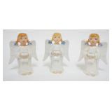 1011	BOEHM PORCELAIN GROUP OF 3 SINGING PIGTAIL ANGELS, EACH APPROXIMATELY 4 1/2 IN HIGH