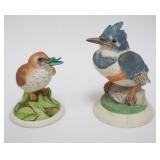 1020	BOEHM PORCELAIN BABY *WOOD THRUSH* & *FLEDGLING KINGFISHER* TALLEST APPROXIMATELY 6 1/2 IN HIGH