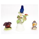 1023	BOEHM BIRD GROUP OF 3, *NDIGO BUNTING*, *BABY ROBIN* AND *WARBLER*, TALLEST APPROXIMATELY 10 IN