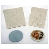 1076	CYBIS DISPLAY PLACE SIGNS, LARGEST APPROXIMATELY 4 IN X 3 IN X 4 IN H