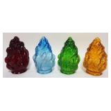 1136	4 COLORED GLASS LAMP SHADES, EACH APPROXIMATELY 8 IN H