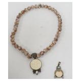 1152	MOON FACE PENDANT AND MOON FACE NECKLACE, BOTH PENDANTS STERLING SILVER