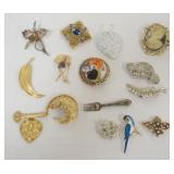 1160	ASSORTMENT OF 15 LADIES DESIGNER PINS, SOME MARKED BY THE MAKER