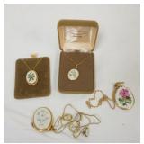 1162	LENOX NECKLACES AND EARRINGS, ROSENTAL CHINA NECKLACE, 14K GOLD FILLED