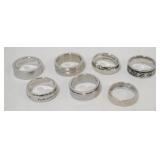 1164	7 LADIES DESIGNER BAND RINGS, MANY MARKED 