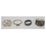 1165	4 LADIES STERLING SILVER RINGS, .69 TOZ