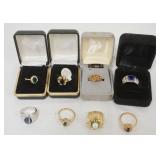 1167	8 LADIES DESIGNER RINGS, SOME MARKED BY DESIGNER AND GOLD FILLED